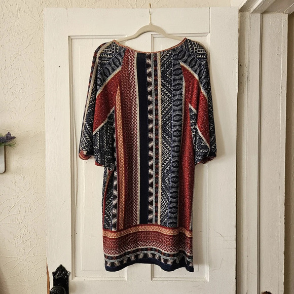 Uncle Frank Anthropologie Geometric Print Shift Dress Size Small, Tulip Sleeves - Picture 5 of 7